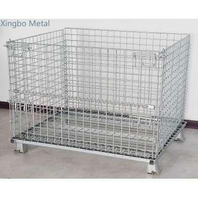 Heavy Duty Industrial Metal Stackable Wire Mesh Pallet Cage Foldable Steel Mesh Box Pallet