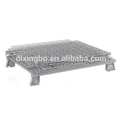 Warehouse storage galvanized stackable folding wire mesh crate